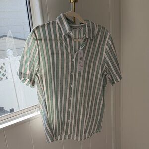 Rhythm Green and White Striped Casual Shirt